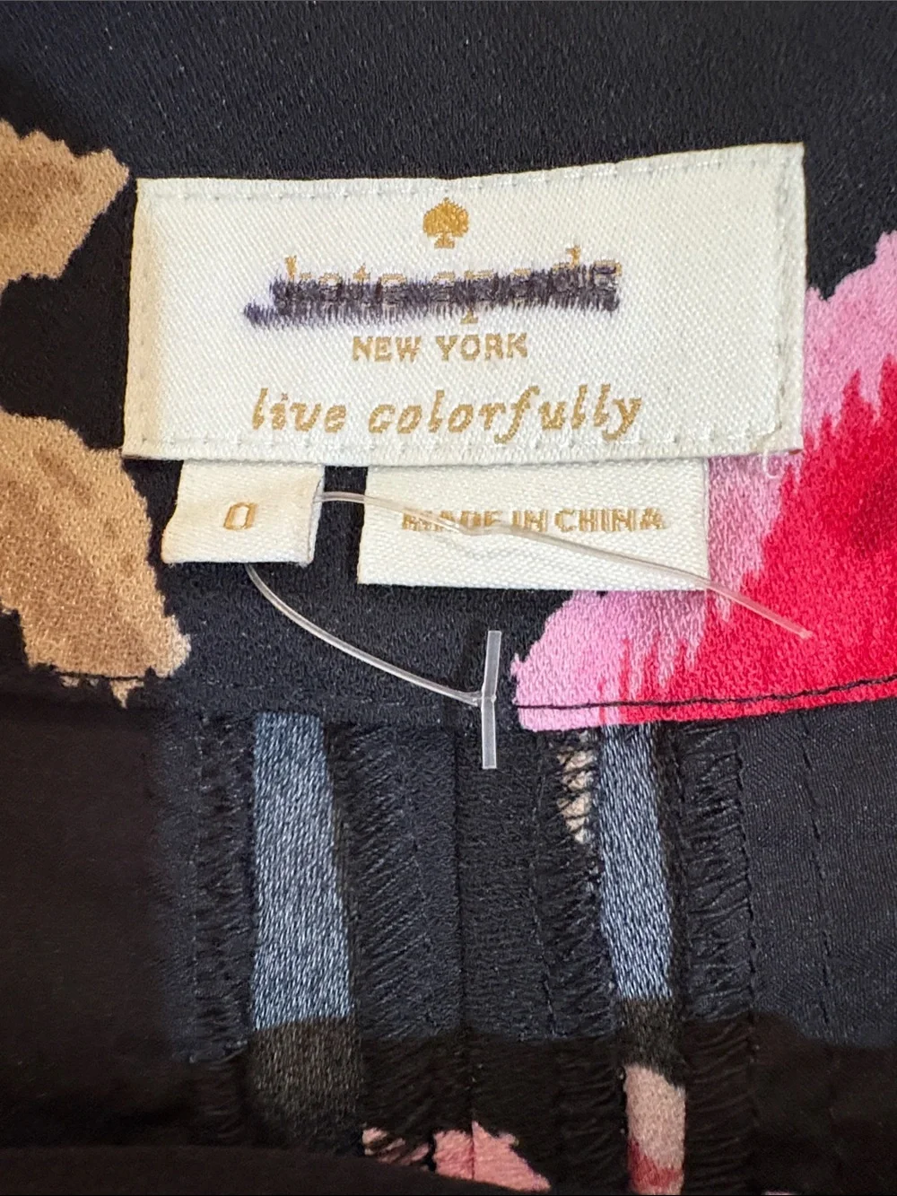 kate spade New York Rose Cropped Black Wide-Leg Pants with Red/Pink Rose Print